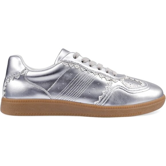 Women's Silver Casual Crochet Ribbon Ballet Trendy Cute Spring Sneakers Shoes - Picture 4 of 4